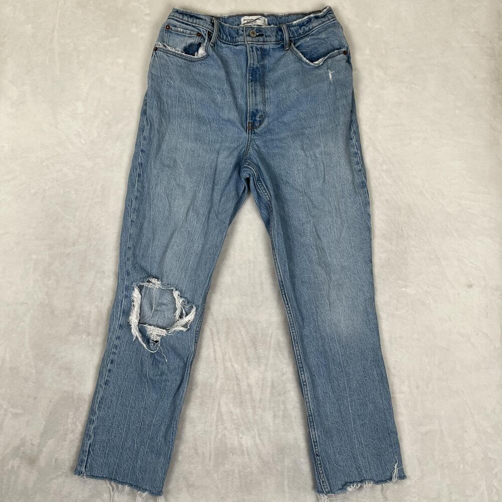 Abercrombie & Fitch 90s Straight Jeans Womens 31/12 Ultra High Rise Distressed